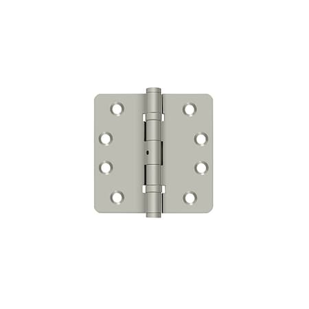 Deltana Pair of 4 x 4 x 1/4 Ball Bearing Radius Hinges with Non Removable Pin; Satin Nickel Finish DSB4R4NB15